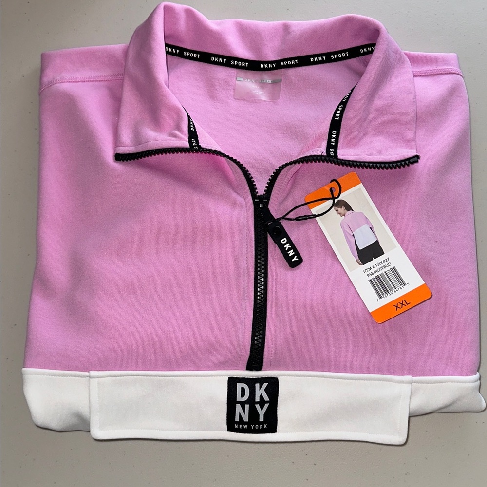 NWT DKNY Pink and White Half-Zip Top Size XXL - Picture 15 of 15